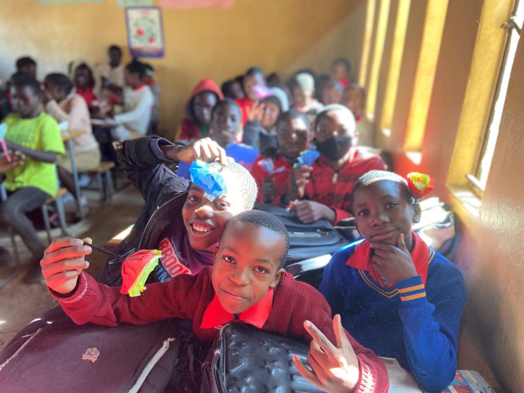 Children at the school in Zambia smilling